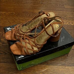 Sam Edelman Women's Brown Strappy Heels Daffodil 10